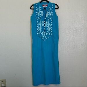 Vintage Nativa Handmade‎ Mexican Embroidered Tank Dress Sz S? GVC